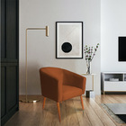 Poltrona Decorativa Lara Suede Terracota Pés Palito Castanho