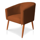 Poltrona Decorativa Lara Suede Terracota Pés Palito Castanho