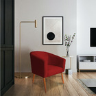 Poltrona Decorativa Lara Suede Vermelho Pés Palito Castanho -
