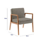 Poltrona Decorativa Lara Tecido Linho Cinza Madeira Nogueira