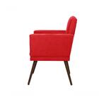 Poltrona Decorativa Lari Com Base Recepção Suede Vermelho