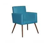 Poltrona Decorativa Lari Recepção Escritório Sala Suede Azul