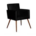 Poltrona Decorativa Lari Recepção Escritório Suede Preto