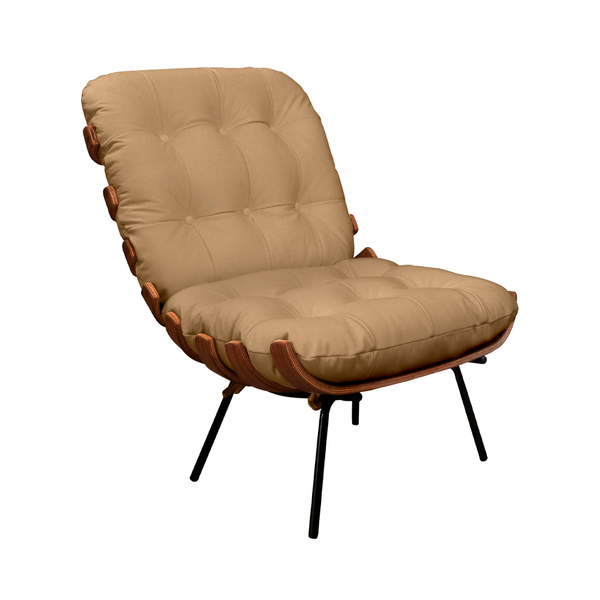 Poltrona Decorativa Laura 65cm Couro Bege - Sallar Home