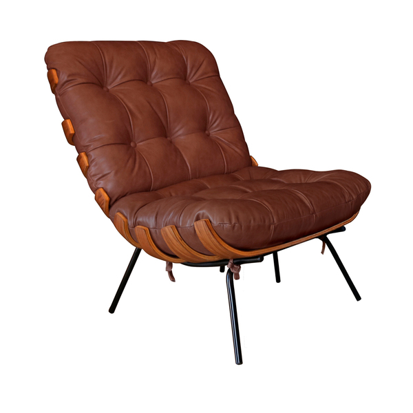 Poltrona Decorativa Laura 65cm Couro Marrom Avermelhado - Sal