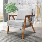 Poltrona Decorativa Laura Linho Base Madeira - Ssx Multicoisa