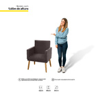 Poltrona Decorativa Lauren Pés Palito Suede Marrom - Desk Des