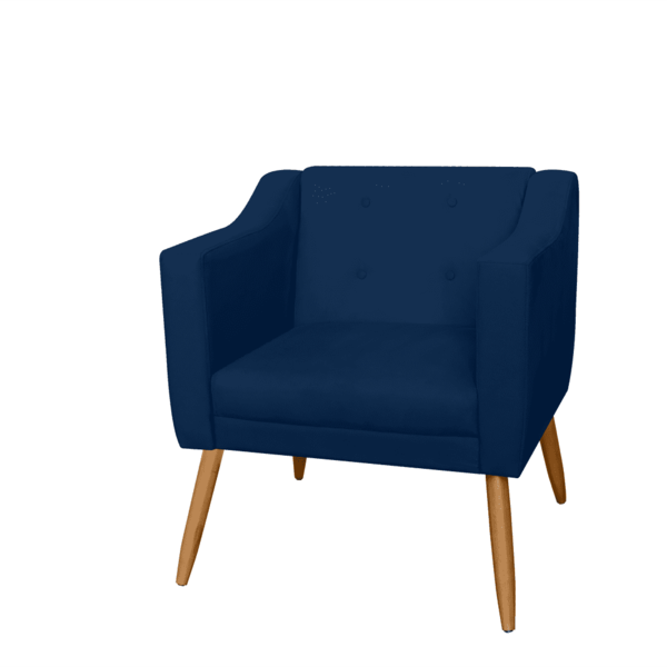 Poltrona Decorativa Lavinia Pés Palito Suede Azul Marinho - D