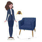 Poltrona Decorativa Lavinia Pés Palito Suede Azul Marinho - D