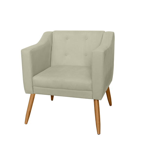 Poltrona Decorativa Lavinia Pés Palito Suede Bege - Ds Estofa