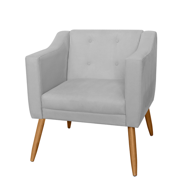 Poltrona Decorativa Lavinia Pés Palito Suede Branco - Ds Esto