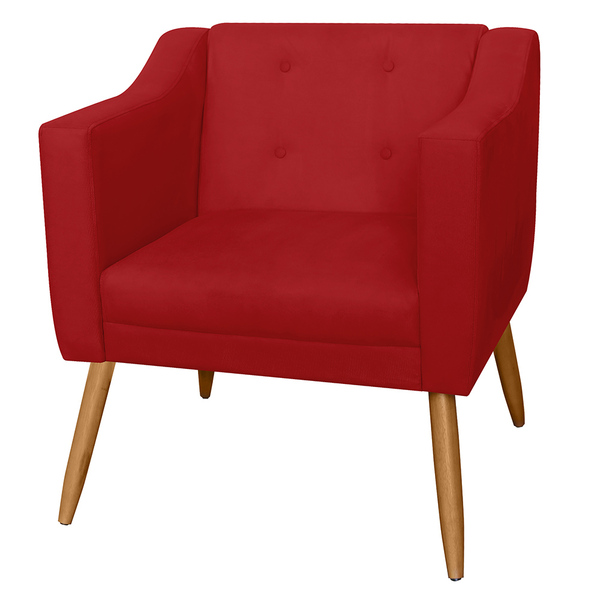 Poltrona Decorativa Lavinia Pés Palito Suede Vermelho - Ds Es