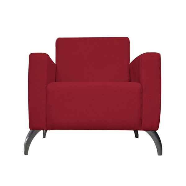 Poltrona Decorativa Leticia Slim Pés Alumínio Suede Vermelho