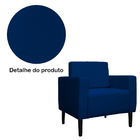 Poltrona Decorativa Leticia Slim Pés Trapézio Suede Azul Mari
