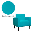 Poltrona Decorativa Leticia Slim Pés Trapézio Suede Azul Turq