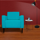 Poltrona Decorativa Leticia Slim Pés Trapézio Suede Azul Turq