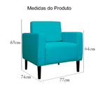 Poltrona Decorativa Leticia Slim Pés Trapézio Suede Azul Turq