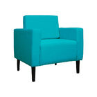 Poltrona Decorativa Leticia Slim Pés Trapézio Suede Azul Turq