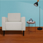 Poltrona Decorativa Leticia Slim Pés Trapézio Suede Bege - Ds