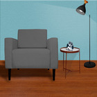 Poltrona Decorativa Leticia Slim Pés Trapézio Suede Cinza - D