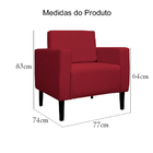 Poltrona Decorativa Leticia Slim Pés Trapézio Suede Vermelho