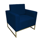 Poltrona Decorativa Letícia Slim Suede Azul Marinho Base Metá