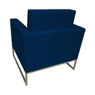 Poltrona Decorativa Letícia Slim Suede Azul Marinho Base Metá