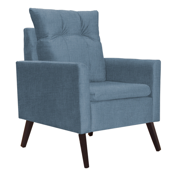 Poltrona Decorativa Ligia Linho Cores - Ds Estofados - Azul