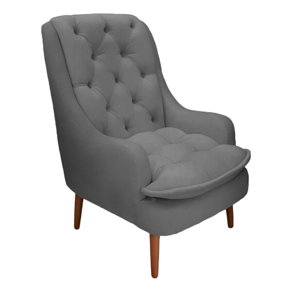 Poltrona Decorativa Lille Suede Grafite - Dominic Decor