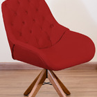 Poltrona Decorativa Linda Pé Giratório De Madeira Capitonê Ve