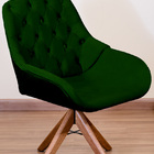 Poltrona Decorativa Linda Pé Giratório De Madeira Capitonê Ve