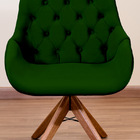 Poltrona Decorativa Linda Pé Giratório De Madeira Capitonê Ve