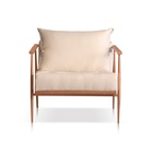 Poltrona Decorativa Linho Bege Claro Base Cobre Aura