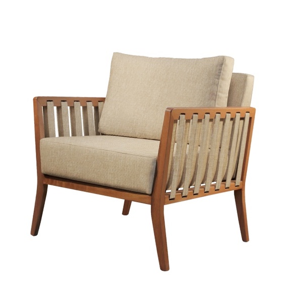 Poltrona Decorativa Linho Bege Claro Lua