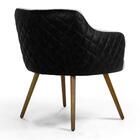 Poltrona Decorativa Linho Bege Sintético Preto