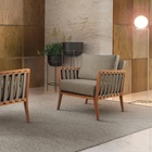 Poltrona Decorativa Linho Cappuccino Lua