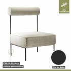 Poltrona Decorativa Linho Para Sala De Estar Kyra Preto/bege