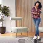 Poltrona Decorativa Linho Para Sala De Estar Kyra Preto/bege