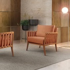 Poltrona Decorativa Linho Terracota Lua