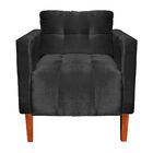 Poltrona Decorativa Lívia Acetinado Preto Pés Chanfrado D'ros
