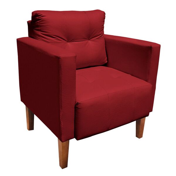 Poltrona Decorativa Lívia Corino Pés Chanfrado D'rossi - Verm