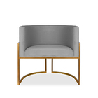 Poltrona Decorativa Livia Larhome Cobre Suede Veludo Cinza Cl