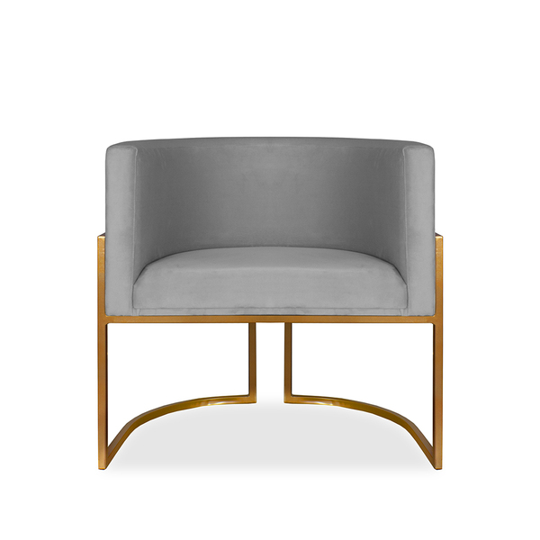 Poltrona Decorativa Livia Larhome Cobre Suede Veludo Cinza Cl