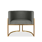 Poltrona Decorativa Livia Larhome Cobre Suede Veludo Cinza Es