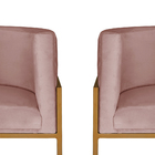 Poltrona Decorativa Livia Larhome Cobre Suede Veludo Rosê