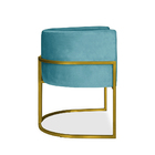 Poltrona Decorativa Livia Larhome Dourado Suede Veludo Azul