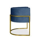 Poltrona Decorativa Livia Larhome Dourado Suede Veludo Azul M