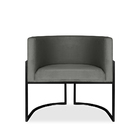 Poltrona Decorativa Livia Larhome Preto Suede Veludo Cinza Es