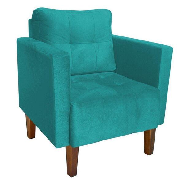 Poltrona Decorativa Lívia Para Sala E Recepção Suede Azul Tur