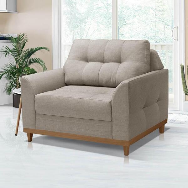 Poltrona Decorativa Living 1.2 Linho Bege Verona Luapa Estofa